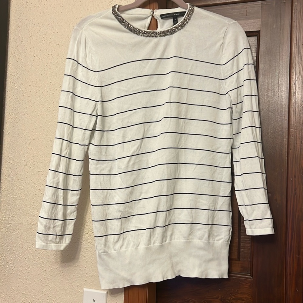 White House Black Market striped shirt sweater top size medium